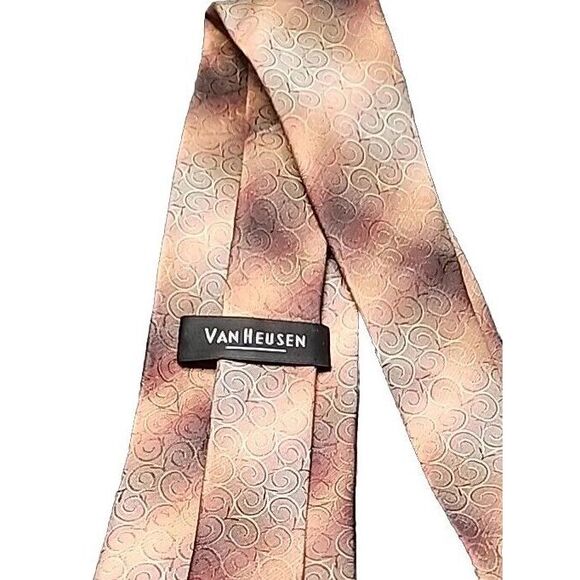 Van Heusen Brown Tie Silk With Swirls SKB3 - Picture 3 of 7